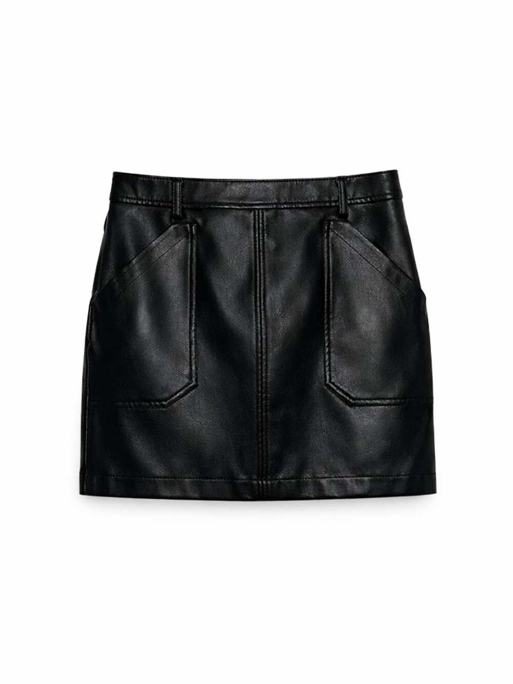 Black Faux Leather Mini Skirt – Sleek Modern A‑Line Statement